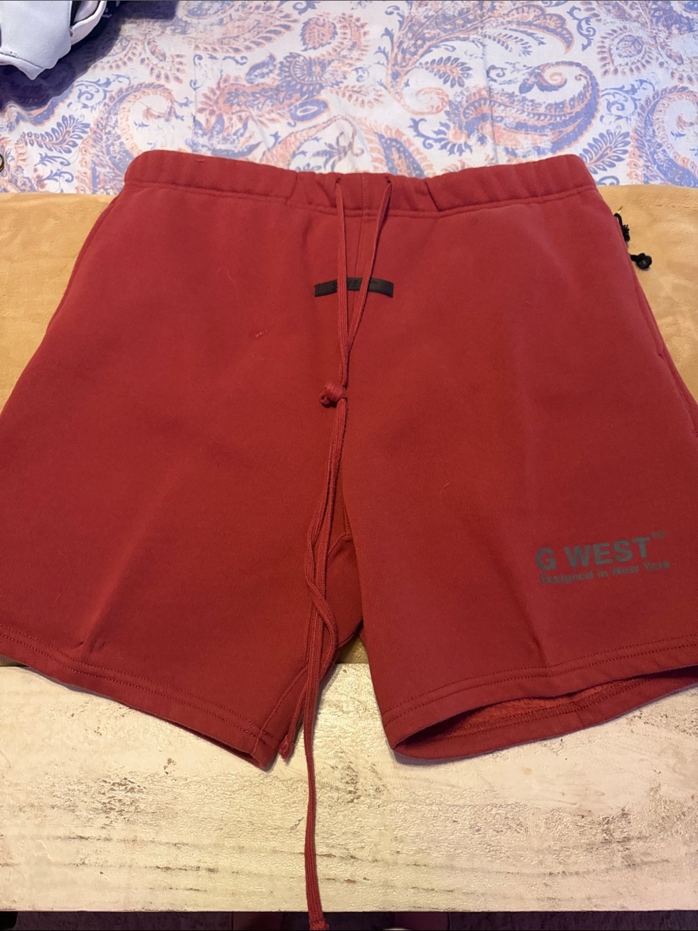 Men's Brick Red Hybrid Shorts with Drawstring Waist